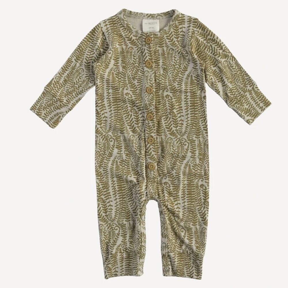 Kate Quinn The Woods Golden Fern Frond Long Sleeve Union Jumpsuit Size 18-24 Mon